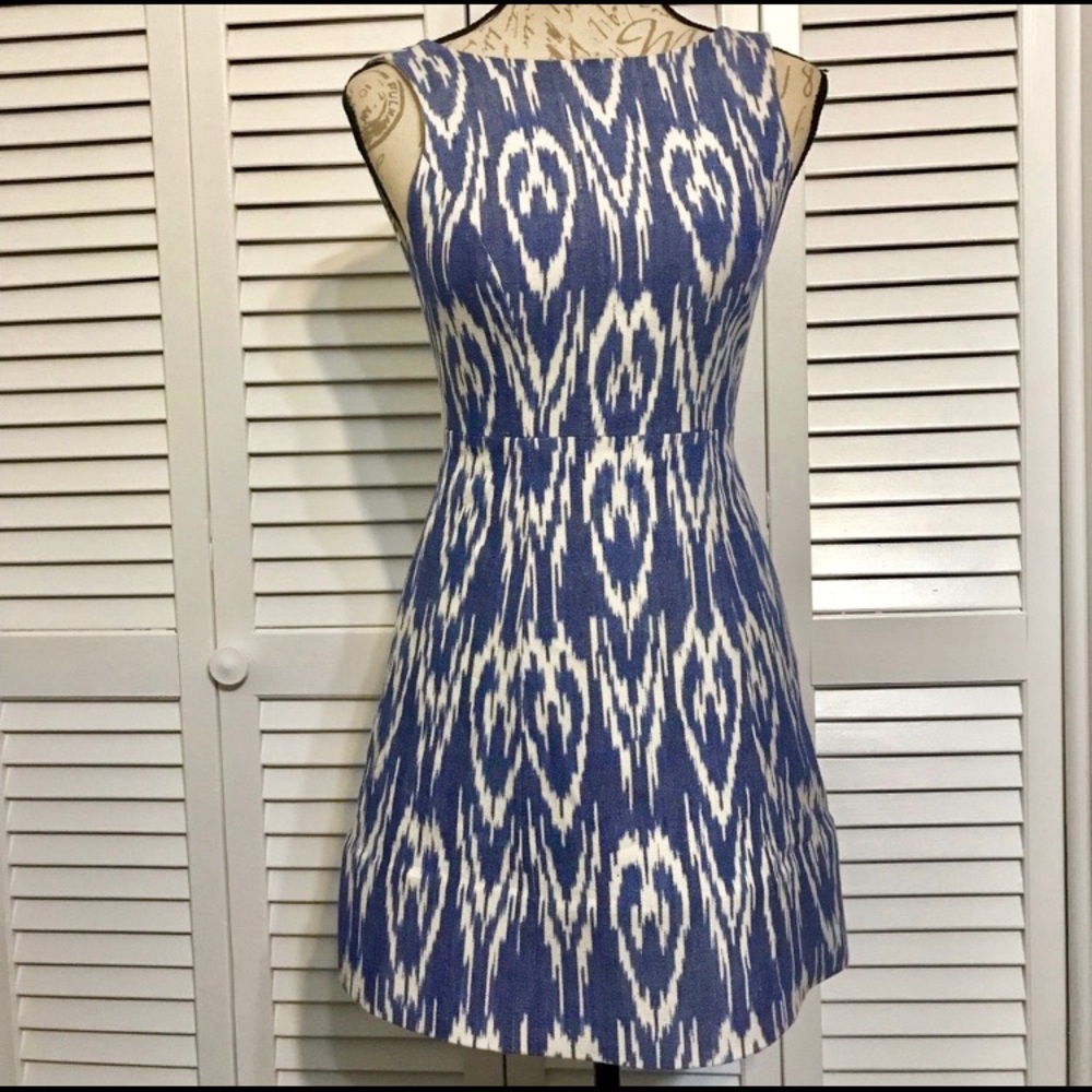 Alice + Olivia Blue and White Linen Dress